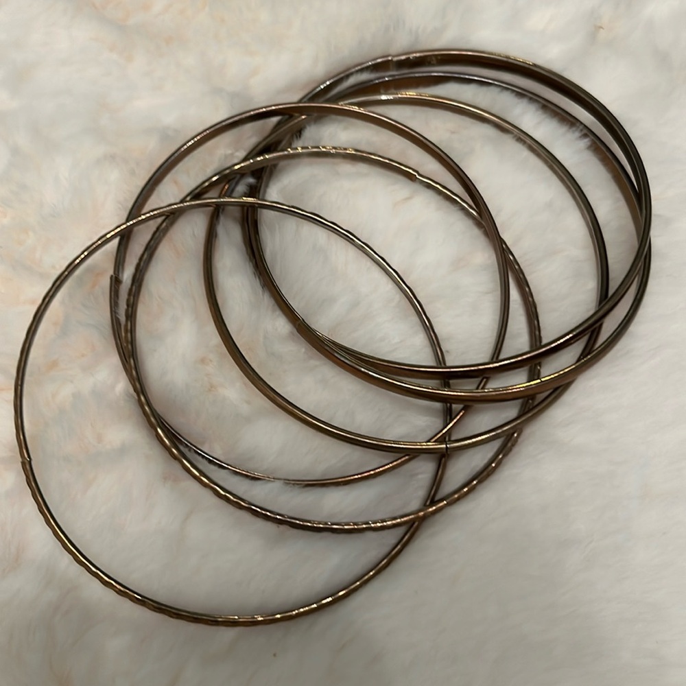 6 Interlinked Copper Bangle Bracelet